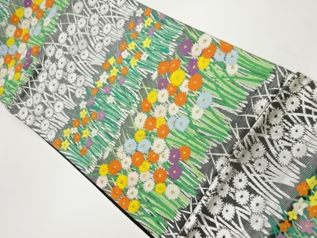 花々模様織出し袋帯